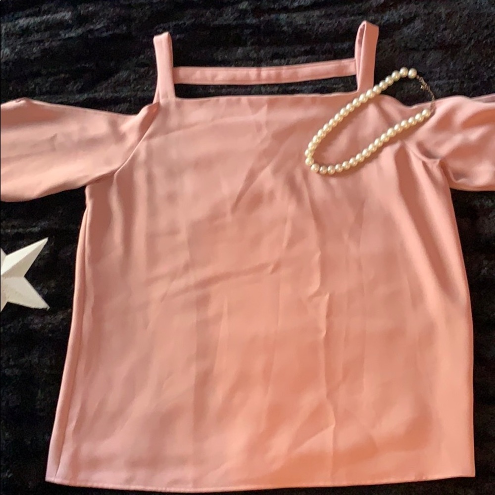 Pink cold shoulder top
